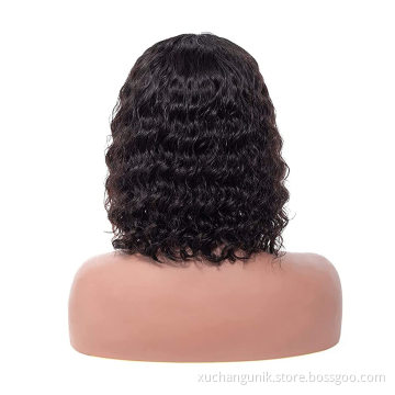 Deep Curly Wave Short Bob Wig Raw Brazilian Virgin Human Hair HD Transparent Lace Front Wigs For Black Women Human Hair Bob Wigs